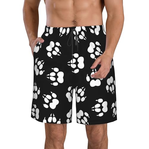 Wolf paw Prints Summer Board Shorts Mens Beach Swim Trunks Casual Swimwear4