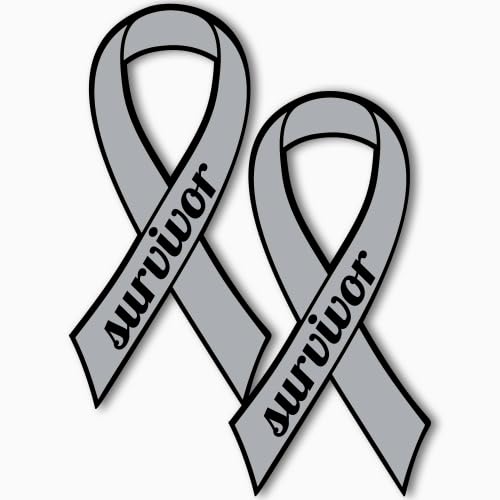 Image of Magnet Me Up Support Brain Cancer Survivor Grey Ribbon Magnet Decal, 3.5x7 Inches, 2 Pack Heavy Duty Automotive Magnet for Car Truck SUV, Celebration of Strength, Admiring Survivors, Crafted in USA