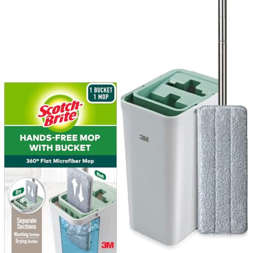3M Scotch-Brite Hands-Free Mop with Compact Bucket 1 pc/pack For cleaning home floor easily & handsfree