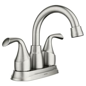Moen Idora Spot Resist Brushed Nickel Two-Handle Centerset Bathroom Sink Faucet with Drain Assembly, 84115SRN