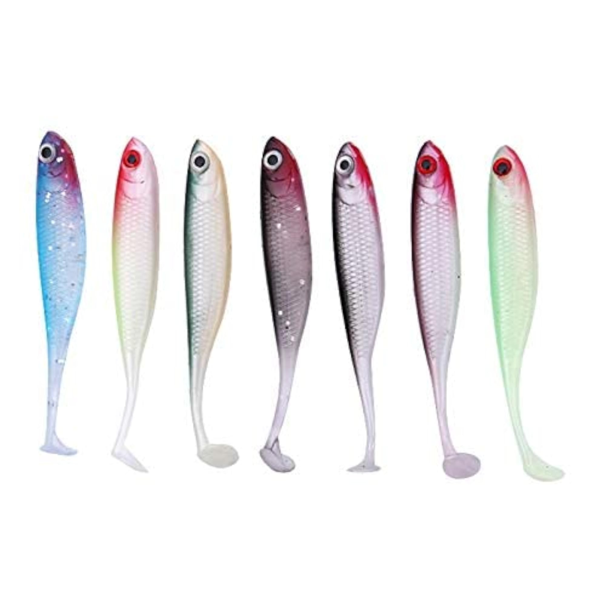 10pcs Soft T-Fishing Lures, 7cm, 7 Colours