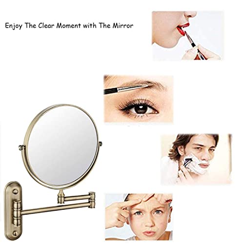 Miroir de maquillage mural en bronze vert avec loupe 3X 5X - 7