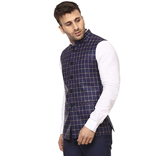 Image of Veera Paridhaan Men's Poly Cotton Jute Nehru Jacket