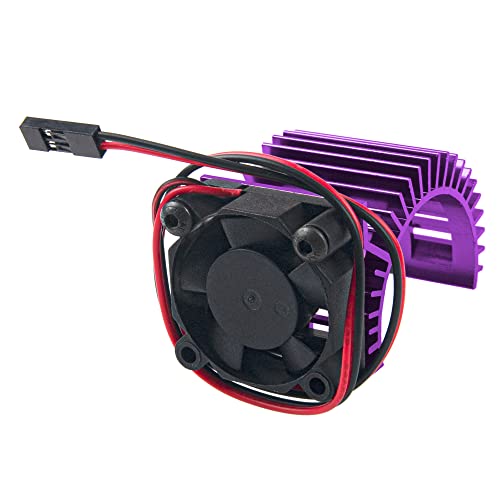 Vgoohobby RC Motor Heatsink 540 545 550 Motor Heat Sink with 5-6V Cooling Fan Compatible with Traxxas HSP HPI Wltoys Himoto Axial Tamiya 1/10 RC Crawler Truck Car (Purple)