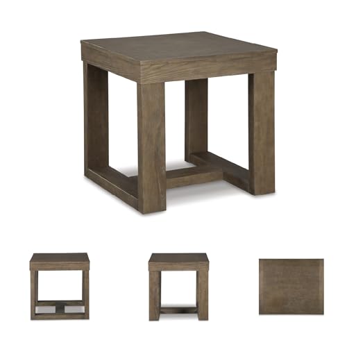 Image of Signature Design by Ashley Cariton Contemporary Oversized Square End Table, Grayish Brown