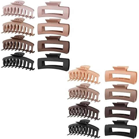TOCESS 16 Pack Big Hair Claw Clips for Women-Neutral Large Claw Clip for Thin Thick Curly Hair 90's Strong Hold 4.33 Inch Nonslip Matte Jumbo Hair Clips (16 Pcs) Cover