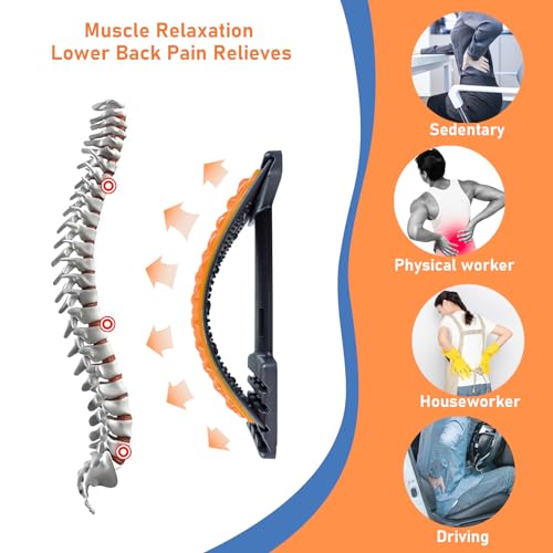 Back Stretcher for Lower Back Pain Relief - 4 Level Adjustable Spine Decompression & Cracking Device, Lumbar Support for Sciatica, Scoliosis and Posture Correction (Orange) - Image 3