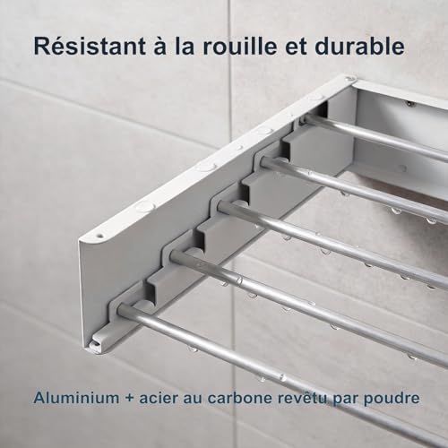 Séchoir mural pliable résistant à la rouille pour étendre le linge en sécurité
