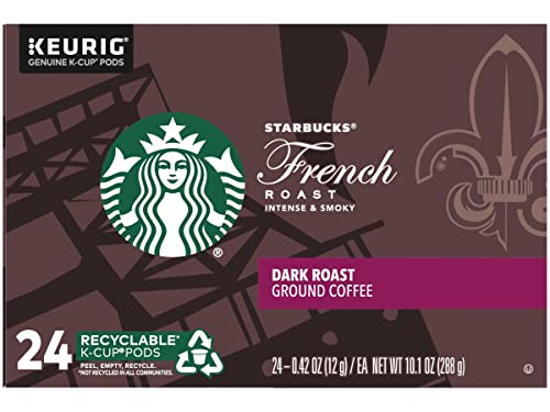 Image of Starbucks French Roast Coffee K-Cup Pods, Dark Roast Ground Coffee K-Cups for Keurig Brewers, Intense & Smoky Flavor, 24 CT K-Cup Pods /Box (Pack of 3 Boxes)