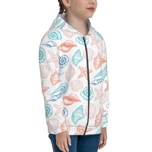 Colorful Seashells1 Kid Hoodies Boys Zip Up Sweatshirts Girls Pullover with Pocket4
