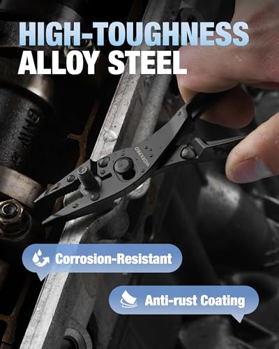 WORKPRO 4.5 Inch Long Nose Slip Joint Pliers, High-Toughness Alloy Steel Adjustable Pliers with Two-Position Smooth Switch, Anti-Rust Coating, Small Pliers for Tight Spaces & Versatile Use — view 3