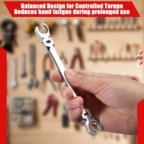 Image of Flex Head Flare Nut Wrench 10 * 11mm Flare Nut Wrench Set Metric Flare Tool Double Flexible Flare Nut Line Wrench Flare Tool Flex Tools 40Cr for Automotive Repairs Plumbing Repairs