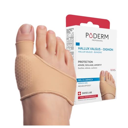 PODERM - BUNION/HALLUX VALGUS PROTECTION PATENTED ARNICA GEL - Immediately Cushions and Relieves Pain - Prevents Calluses - 100% Natural Actives - Swiss Lab