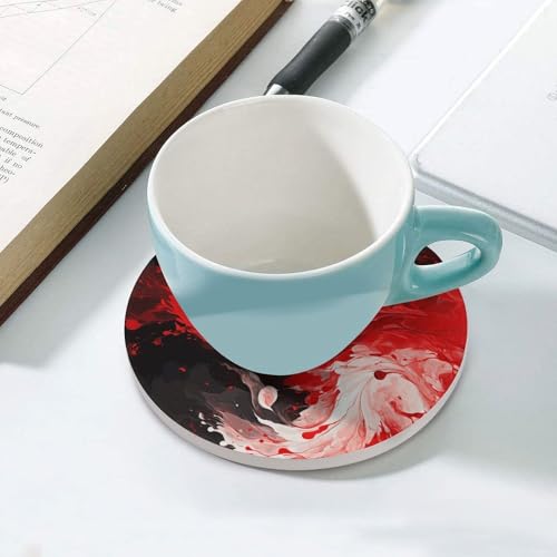 Dessous de verre ronds céramique absorbant décoration table basse liège rouge noir - 6