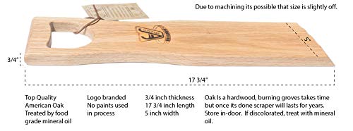 BBQ Wooden Grill Scraper Cleaner Pro, Made in USA, Red Oak Wood - Charcoal and Gas - Cleans top and Between Barbecue grates. Oil & Clean Grate. Sustainable and Safe Replacement for Wire Bristle Brush