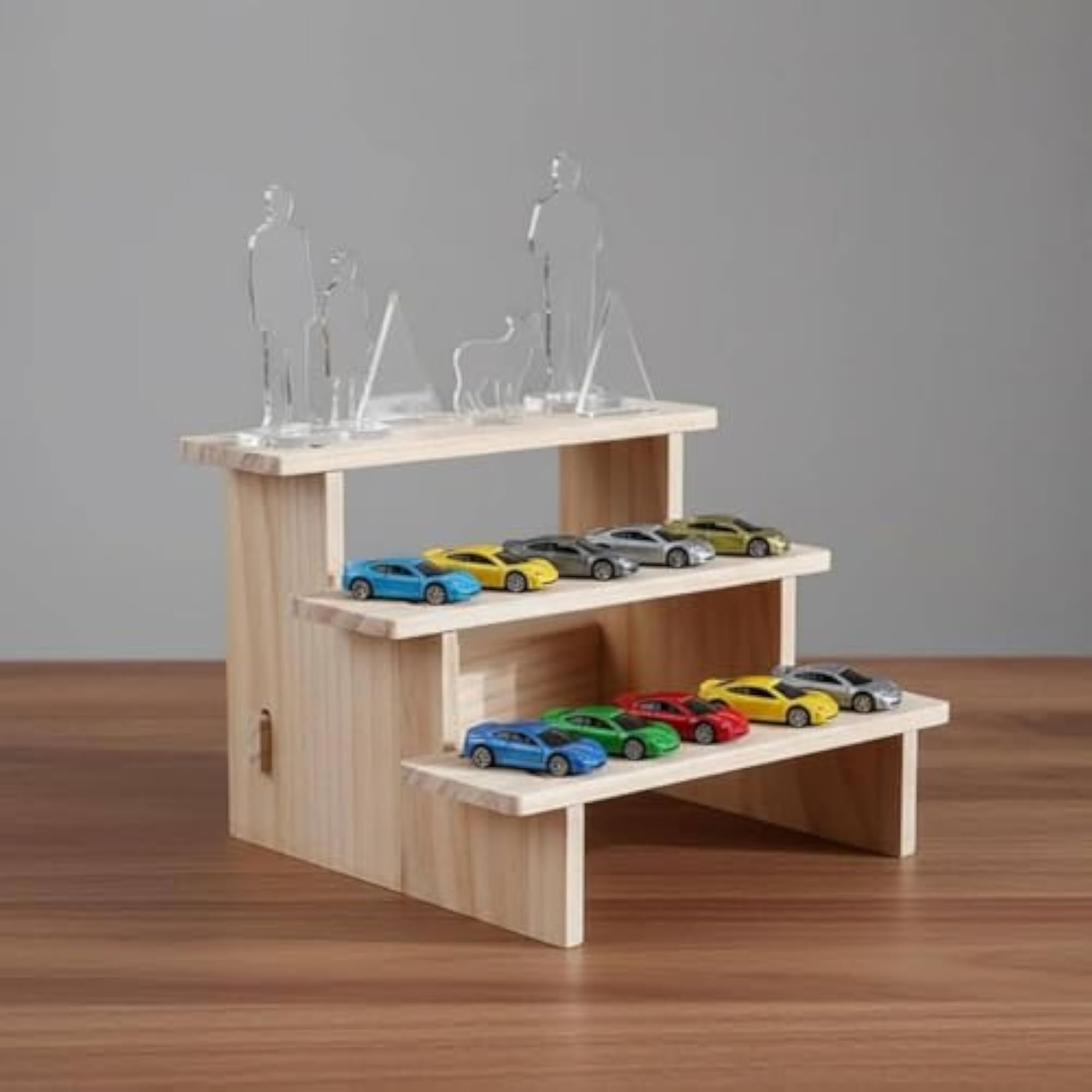 Multi-Functional 4 Tier Wooden Display Stand for Collectibles