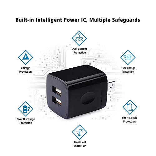 Image of Charger Box, Charging Cube 5 Pack,Dual USB Wall Charger 5V 2A Power Adapter