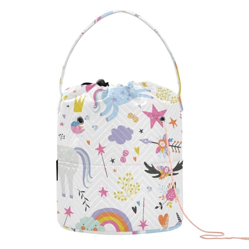 Borsa da viaggio portatile da con unicorno carino borsa da per uncinetto da