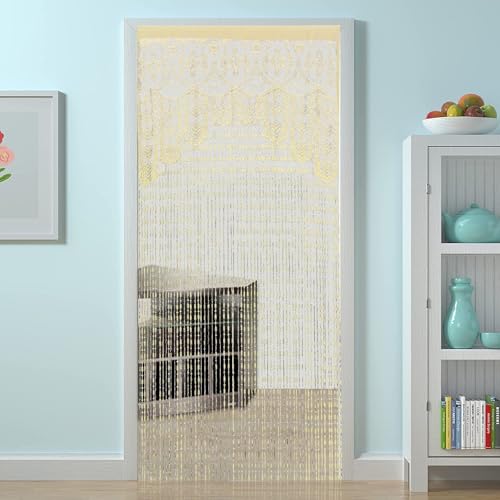 HSYLYM Sheer Lace Door String Macrame Curtain For Room Divider 35"W × 79"L