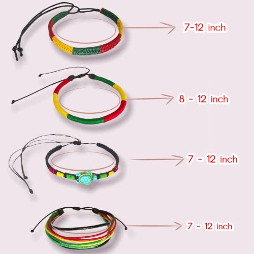 LAVIP Leather Rasta plaided Hippie Braid Bracelet Wax Cord Hemp Handmade Reggae Jamaican Hawaiien Style Adjustable4