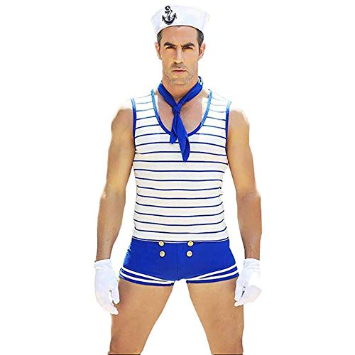 VENI MASEE Disfraz de marinero marinero para hombre, disfraz de cosplay de juego de rol, lencería (paquete de 1 juego)