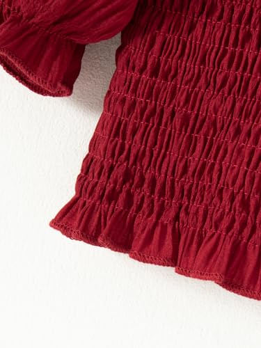 Image of Girls Outfits Puff Sleeves Off Shoulder Crop Tops and Ruffle Flared Hem Skirt Set Toddler Summer Clothes