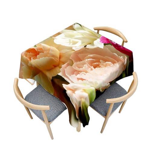 Mateju Mantel 3D Clavel, Mantel Antimanchas & Lavable, Mantel Mesa Decoración Navideña para Fiestas, Picnic, Cocina, Comedor (100x100cm,Clavel 6)