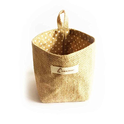 Omkuwl Saco de almacenamiento de sala de estar Bolsas de tela Colgando cesta de paño de la tienda de comestibles Cesta de la vivienda amarillo