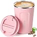 HiKupa Taza de Viaje a Prueba de Fugas con Tapa - 13 oz Tazas de Café para Bebidas Calientes - Termo al Vacío de Acero Inoxidable - Taza de Café Térmica 3.54" x 5.83" (380 ml, rosa)