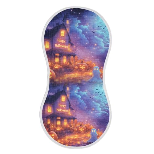 Muslin Burp Cloth for Baby 2PCS Halloween Horror Night Super Absorbent Burping Cloths, Bibs for Newborn Boys Girls2