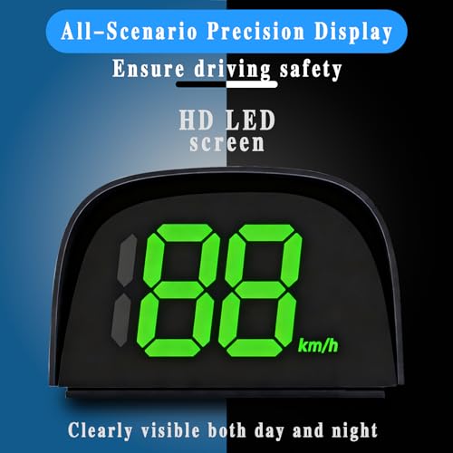 Digitaler GPS Tachometer für Auto HUD Display, Geschwindigkeitsanzeige Auto mit Sonnenblende, Gps Geschwindigkeitsmesser Präzise für Auto Motorrad & E-Scooter, LED-Großbildanzeige, Plug & Play