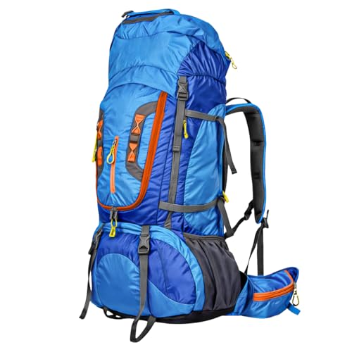 Mochila Cargueira 80L para Camping, Trilha e Viagem – Impermeável, Resistente e Ergonômica com Sistema de Ventilação, Alças Acolchoadas e Múltiplos Compartimentos (Azul)