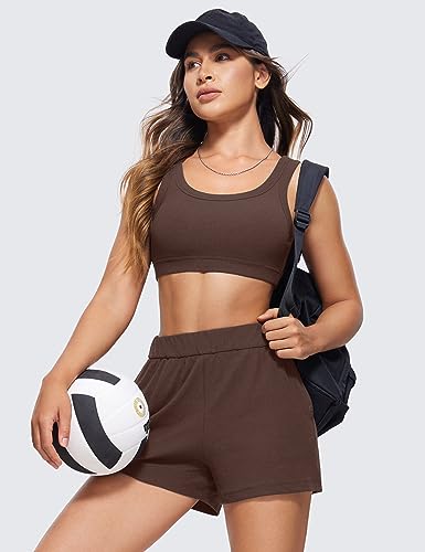 Image of CRZ YOGA Ribbed U Neck Sports Bras | Medium Support, Removable Pads, Casual, Wide Straps, for Women