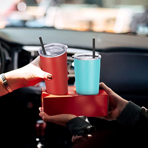 Image of VEGOND 20oz Tumbler Bulk with Lid and Straw 1 Pack, Stainless Steel Vacuum Insulated Tumbler, Double Wall Coffee Cup Travel Mug, Red