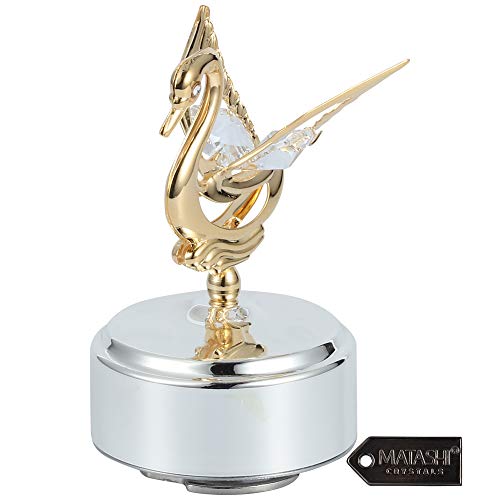 Matashi 24K Gold Plated Music Box With Crystal Studded Swan Figurine Home Bedroom Living Room Decor Tabletop Ornaments Showpiece Gift For Christmas Musician Thanksgiving Mother's Day - Swan Lake #TOP3