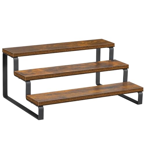 Image of 3 Tier Wooden Spice Rack for Kitchen Countertop -Step Shelf Organizer for Spices, Jars & Condiments | Metal Frame Wood Shelf for Pantry, Cabinet & Counter Storage (35 x 24 x 15 cm)