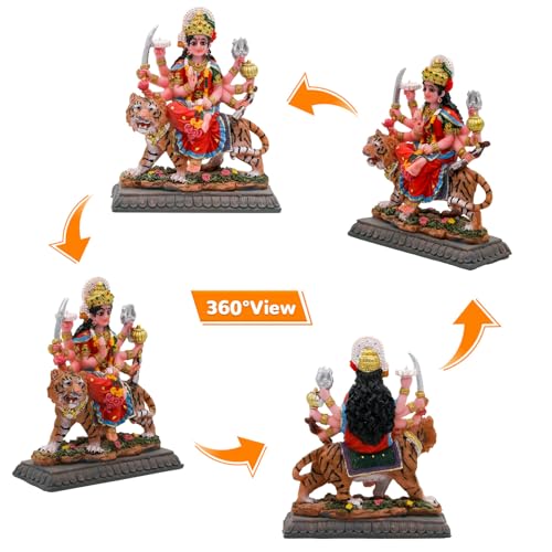 Estatua pequeña de Durga sobre Tigre para tablero de auto miniatura 6