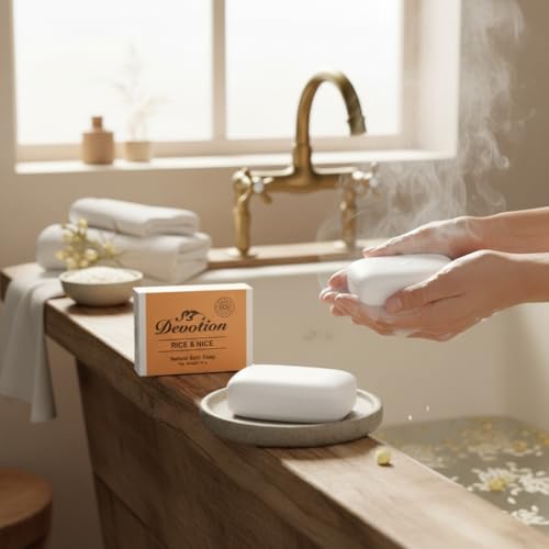 Image of Devotion Rice & Nice Natural Bath Soap - Pack of 6 | 75g Each | Moisturizing, Natural Ingredients for Soft Skin