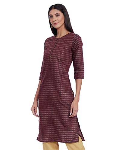 Image of Shiv Textiles Women's Cotton Regular Fit Fashion Kurti (Nikall Maroon 4XL)