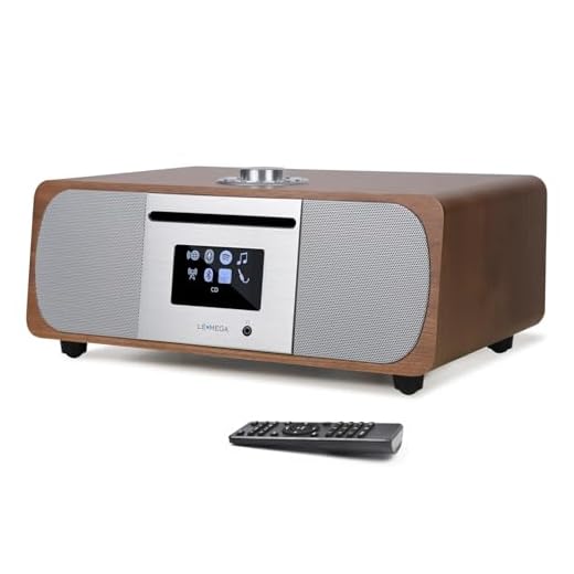 LEMEGA M5P Internet Radio with CD Player for Home, WiFi Radio, FM Digital Radio, Bluetooth Speaker, Spotify Connect,35W Home Stereo System,USB Player,Dual Alarms Clock, OKTIV APP Control-Dark Walnut