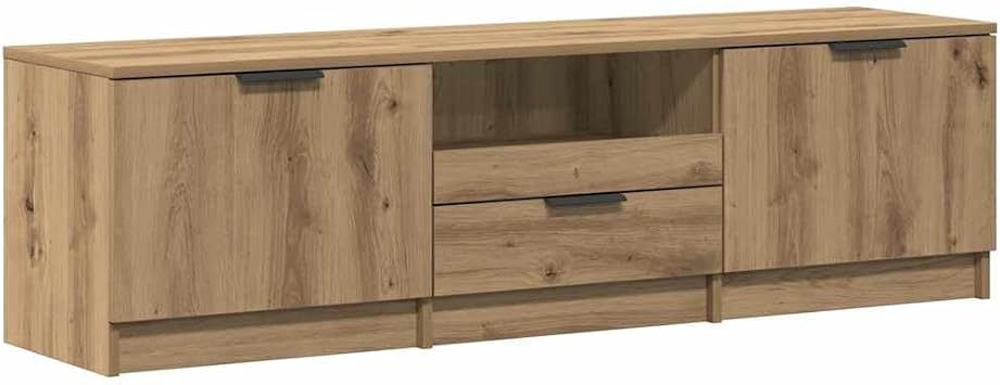 TV Stand Cabinet 140cm for TV up to 55 inch, Modern TV Unit with Drawer & 2 Door Cabinets, Media Console Table Storage Cabinet, Entertainment Center for Living Room, Natural