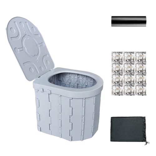 Inodoro portátil plegable de viaje con tapa, productos de higiene reutilizables para tienda de campaña interior, caravana, playa, viajes por carretera, pesca, senderismo, barco, construcción, mesita
