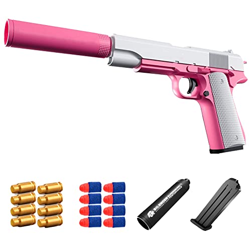 TIANANSHIJIA Shell Ejection Soft Bullet Toy Gun,Toy Guns That Look Real,Soft Bullet Gun,Manual Loading, Exercise Children's Hand-Eye Coordination (Powder White-A)