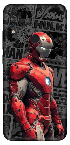 Image of Premium Vinyl Printed Mobile Back Skin Sticker Compatible for Xiaomi Redmi Note 7 Pro with Easy and Self Installation Kit - (Super Hero - 20)