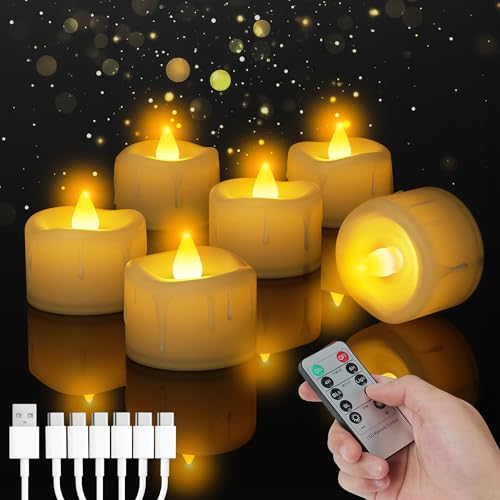 Buudala LED Teelichter mit Timerfunktion, 6 Stück Dimmbar Kerzen mit...