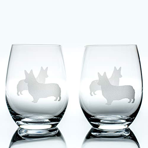 Best Cyber Deals 🔥 Corgi Stemless Wine Glasses (Set of 2) | Unique Gift for Dog Lovers | Hand Etched with Breed Name on Bottom Super Cheap 🛒 Corgi Stemless Wine Glasses (Set of 2) | Unique Gift for Dog Lovers | Hand Etched with Breed Name on Bottom