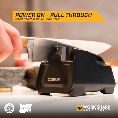 Image of Work Sharp Electric Kitchen Knife Sharpener - Get knives ready for cookouts and BBQ's- Fits in Kitchen Drawer, Sharpens every time, fast & easy