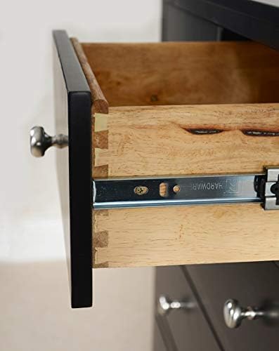 Brooklyn Black Bedside Table with 2 drawers and shelf, metal runners and dovetail joints. ASSEMBLED