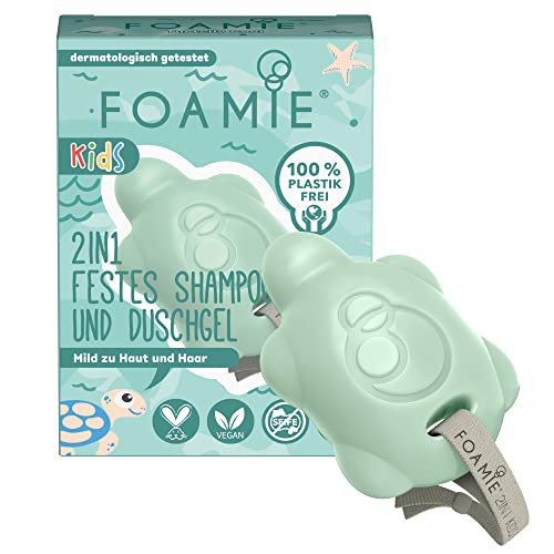 Foamie Champú & Gel de Ducha 2 en 1 Niños Niño – Con aceite de aguacate bio, ideal para piel y cabello sensibles, vegano y sin plástico, suave y protector.
