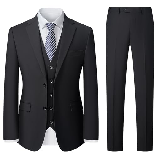 [JIMYXGOL] スーツ 3点セット メンズ 結婚式 スーツ上下セットアップ 礼服 フォーマル メンズ 細身 洗える ストレッチ スリムフィット ビジネス会議・パーティー・冠婚葬祭・おしゃれ・卒業式・就職 春秋冬